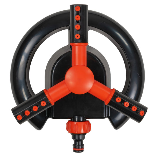 Cost Wise 3-Arm Adjustable Rotating Lawn Sprinkler Black Orange