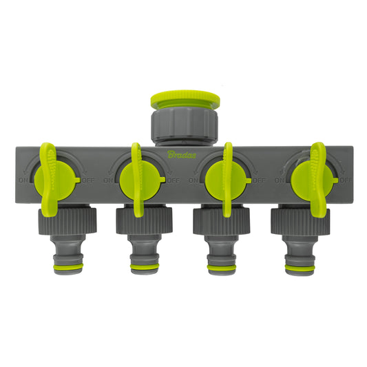 4-WAY SPLITTER WITH VALVES LIME