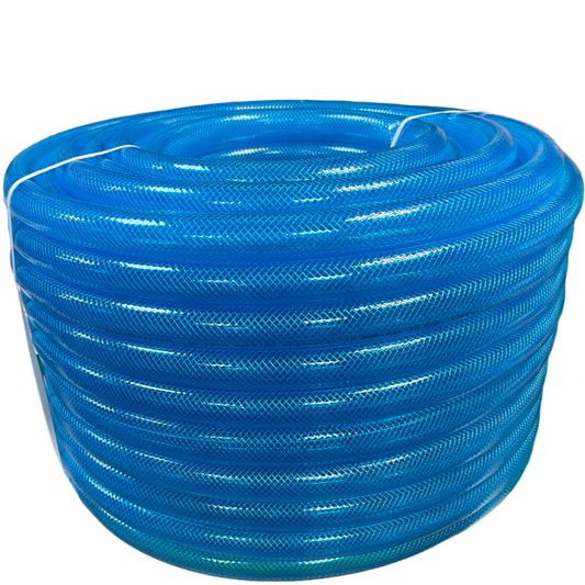 Braided Fuel Hose Blue Transparent PVC 25*2.6  7/28BAR 50m Coil