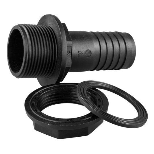 TANK CONNECTOR WITH WASHER  & NUT 1.25"BSPM - 1.25" BARB