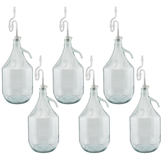 DEMIJHON 5L 6 PACK PLAIN WITH AIRLOCK AND BUNG