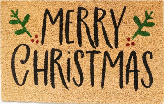 Doormat 60cm x 40cm -  'Merry Christmas' (Holly)
