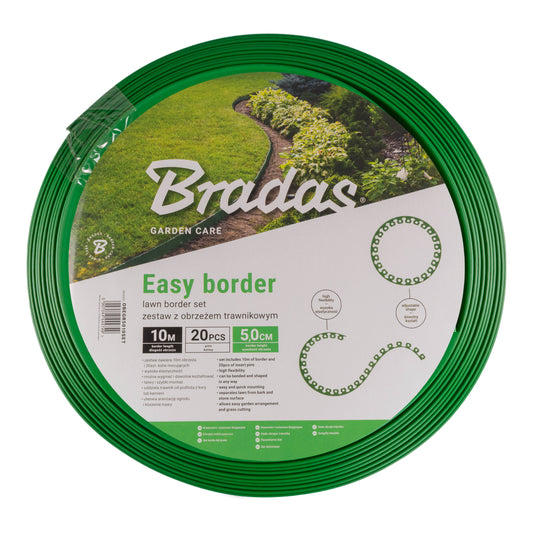 Lawn Border Set, Easy Border 50mm Green 10m with Pegs
