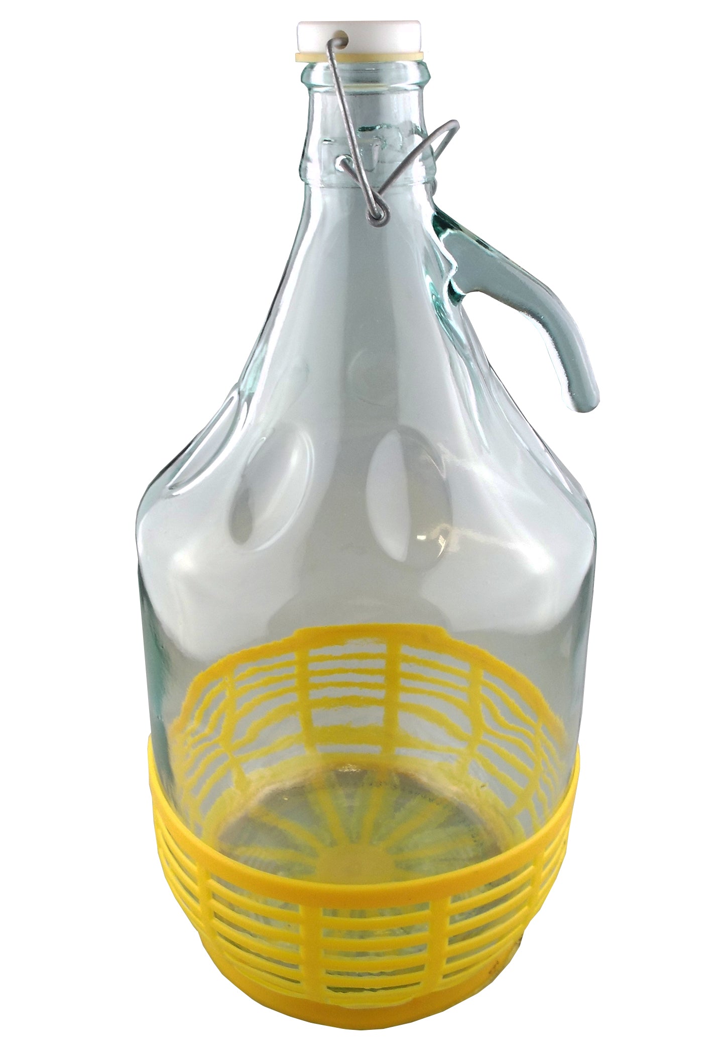 Glass Demijohn 5L With Swing Top Cap & Yellow Protective Basket