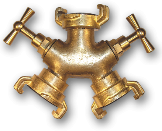 CLAW brass - 3 way connector with bib taps