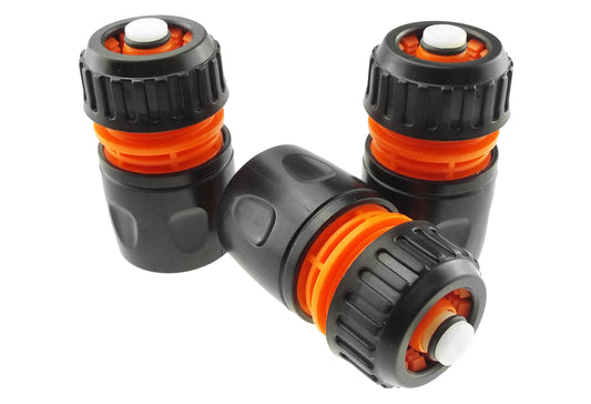 FEMALE HOSE CONNECTOR WITH STOP 1/2" or 5/8" HOSE, black