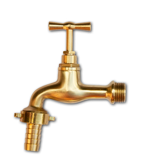 Garden tap polished Brass  1/"bspm - 15mm barb