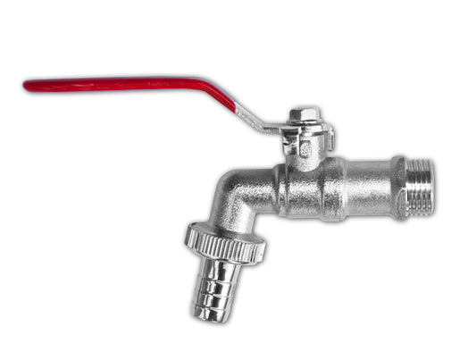 Garden lever tap - 3/4 BSPM inlet - 3/4 barb hose - ZINC NICKLE PLATED BRADAS